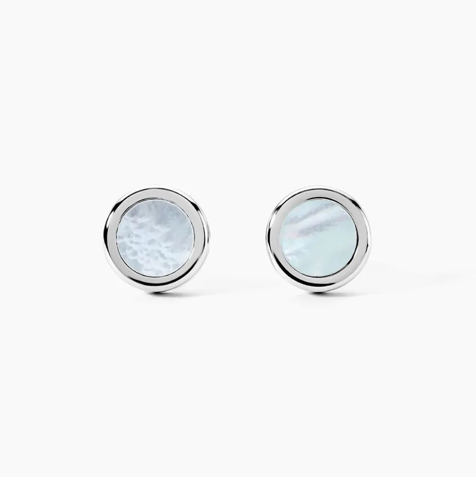Boutons De Manchettes Jourdan Athos Acier Argenté Nacre