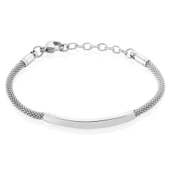 Bracelet Aedan Maille Popcorn Acier Blanc