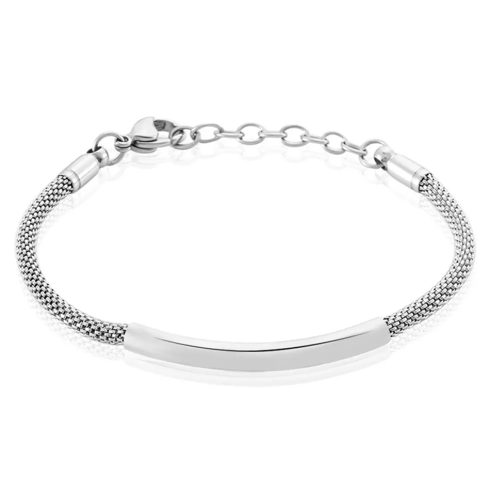 Bracelet Aedan Maille Popcorn Acier Blanc