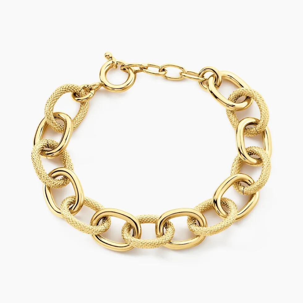 Bracelet Aelia Maille Alternee Acier Jaune