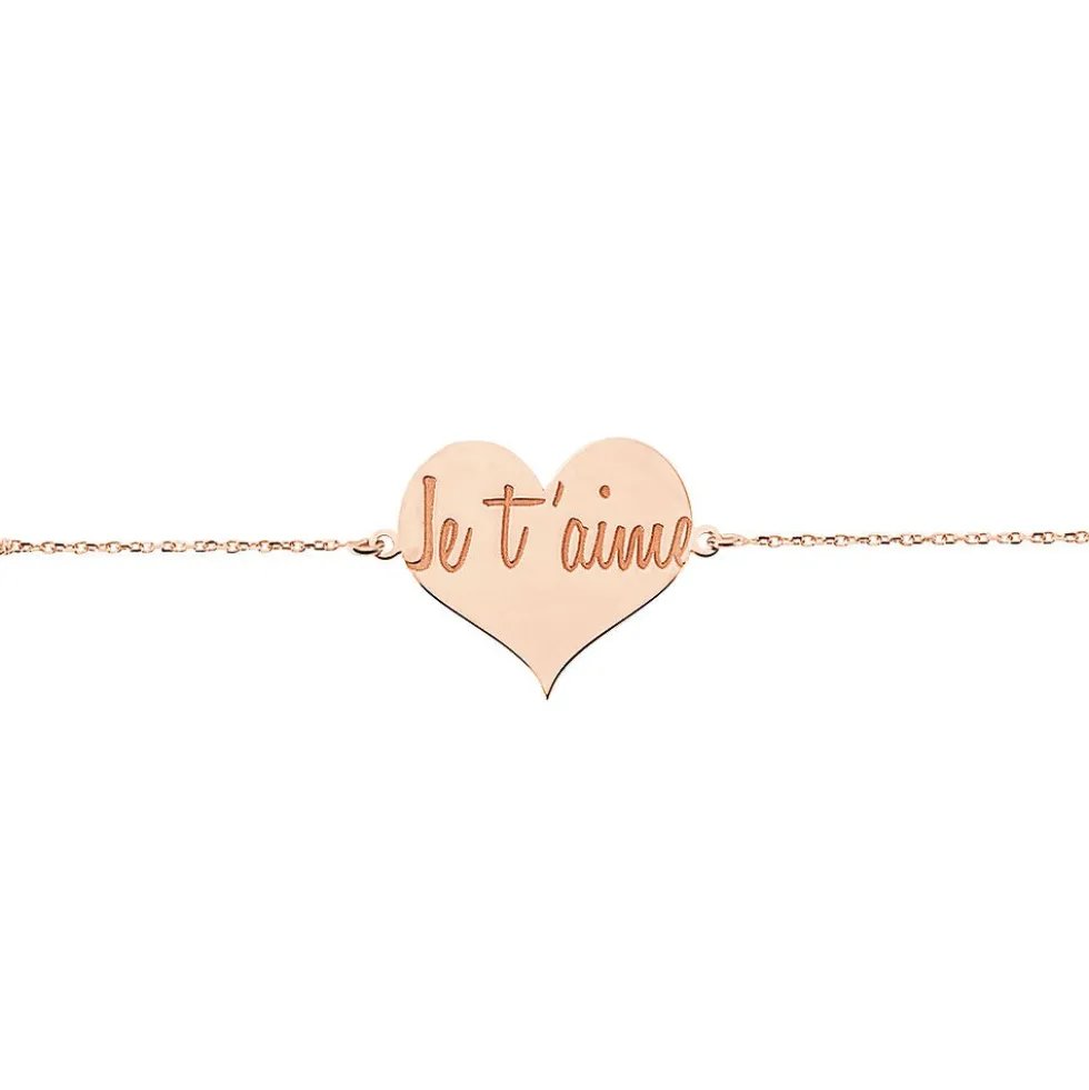 Bracelet Albizia Coeur Message Or Rose