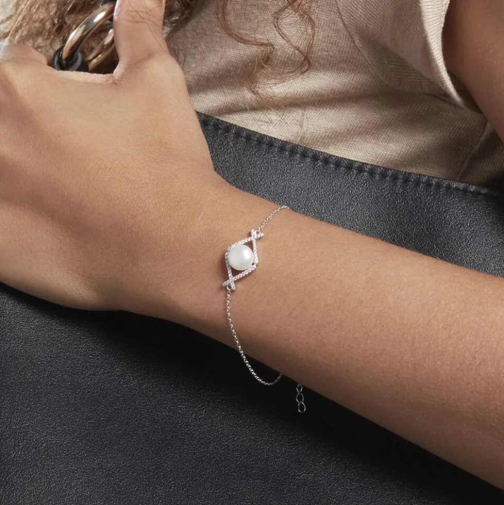 Bracelet Alessia Argent Blanc Perle De Culture Et Oxyde De Zirconium