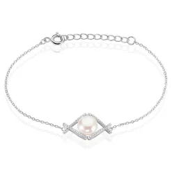 Bracelet Alessia Argent Blanc Perle De Culture Et Oxyde De Zirconium