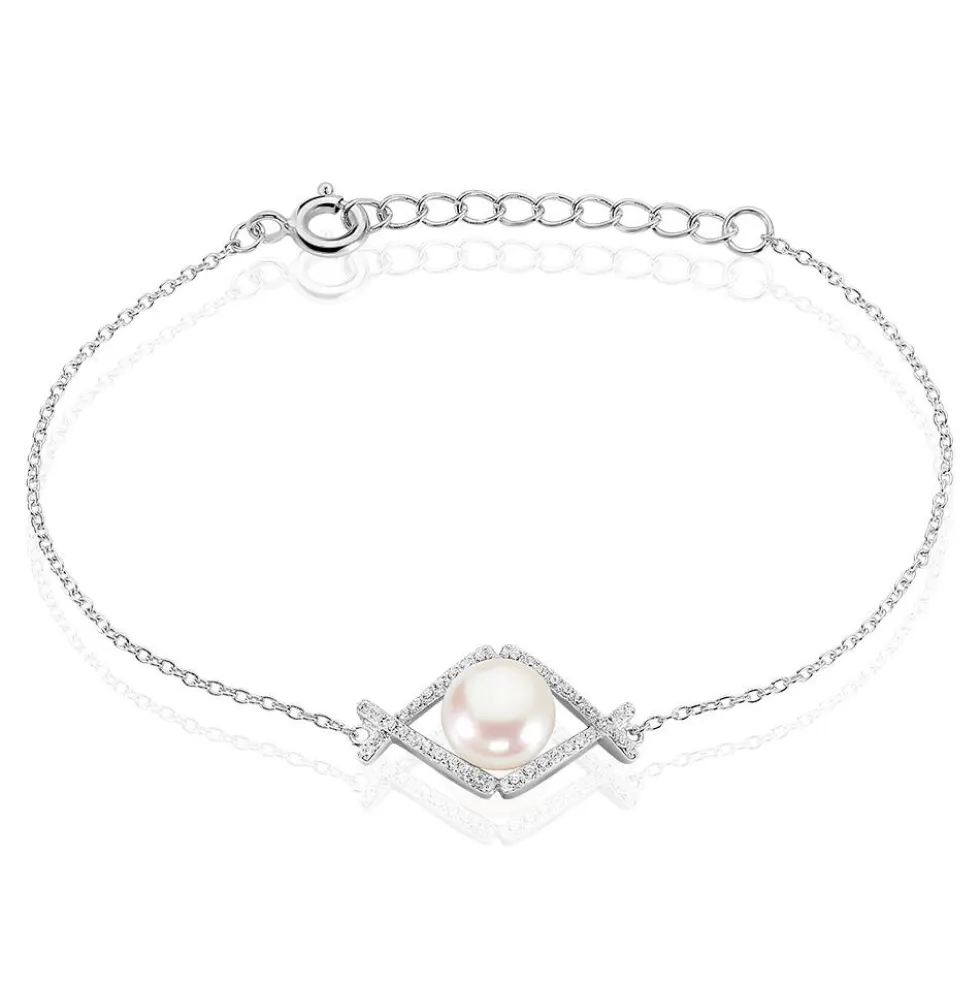 Bracelet Alessia Argent Blanc Perle De Culture Et Oxyde De Zirconium
