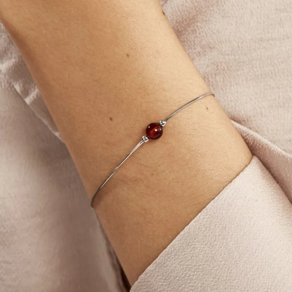 Bracelet Argent Blanc Katoucha Ambre
