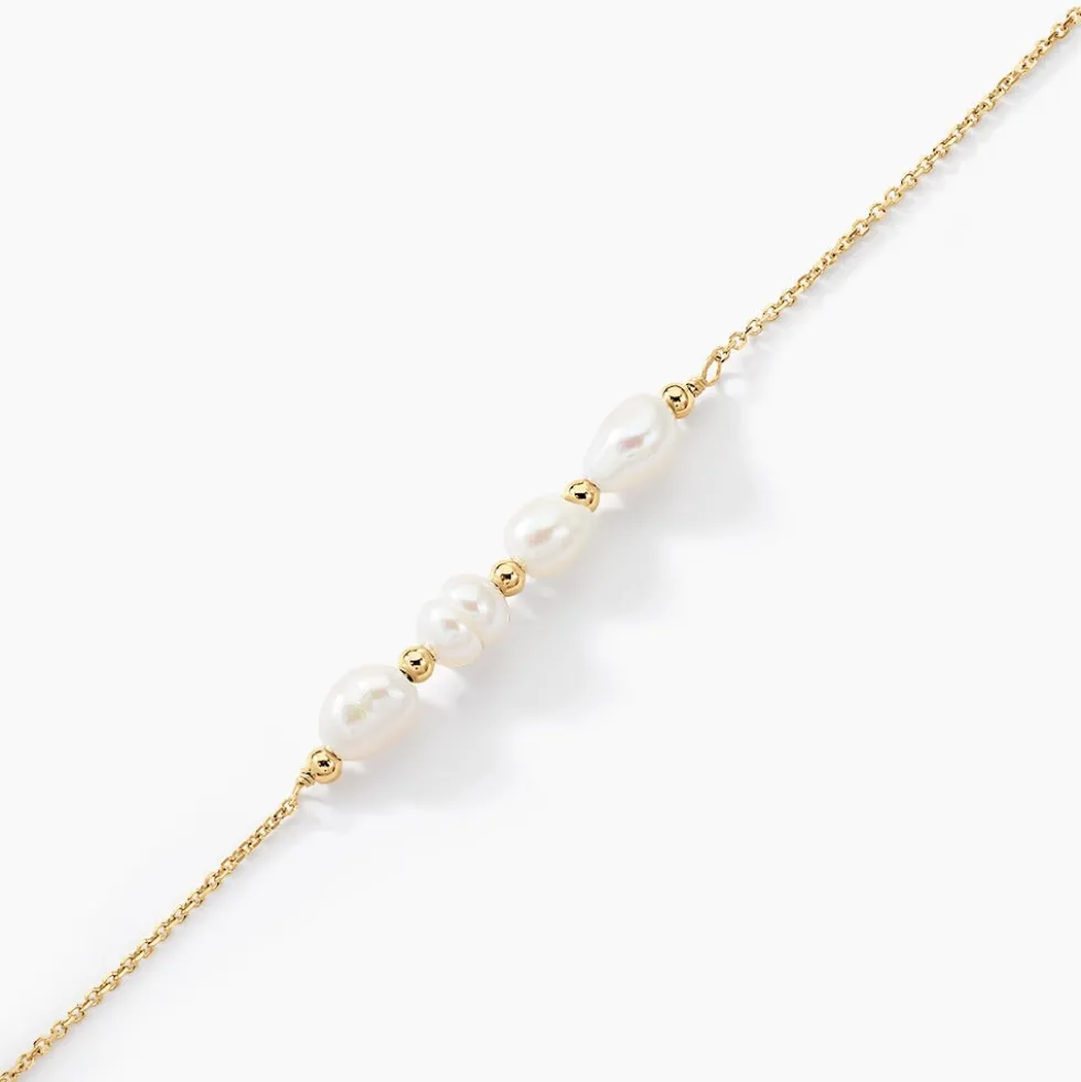 Bracelet Bron Or Jaune Perle De Culture