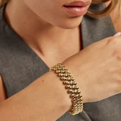 Bracelet Bulle Doree Acier Jaune