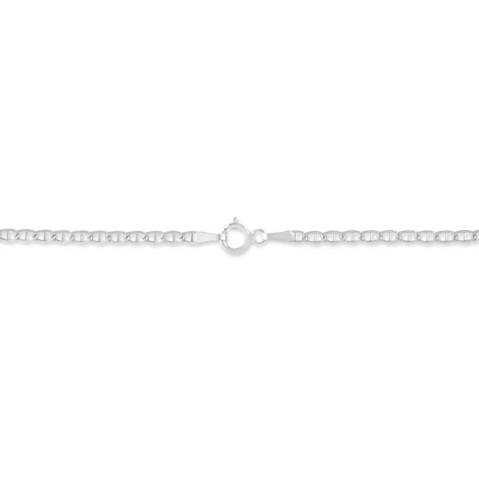 Bracelet Capucin Or Blanc Maille Marine Plate