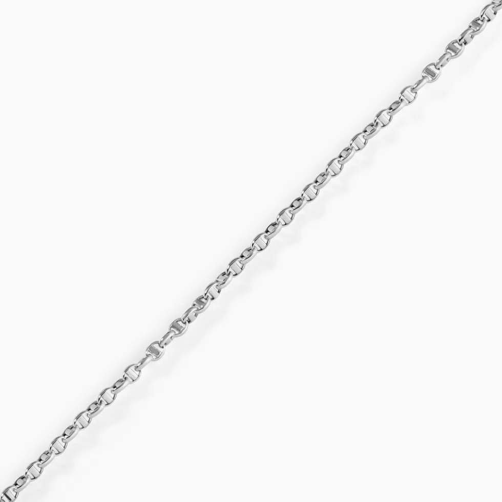 Bracelet Capucin Or Blanc Maille Marine Plate