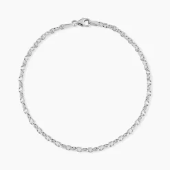 Bracelet Capucin Or Blanc Maille Marine Plate