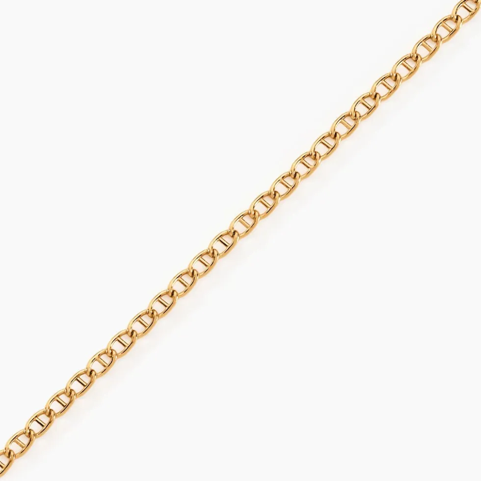 Bracelet Capucin Or Jaune Maille Marine Plate