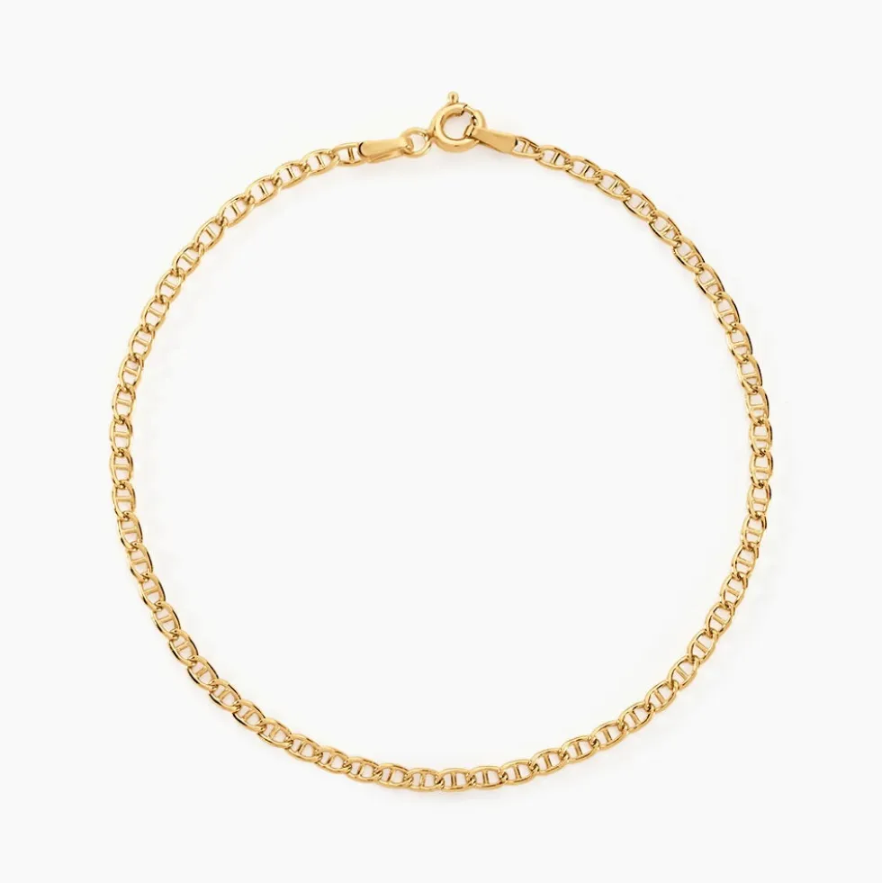Bracelet Capucin Or Jaune Maille Marine Plate