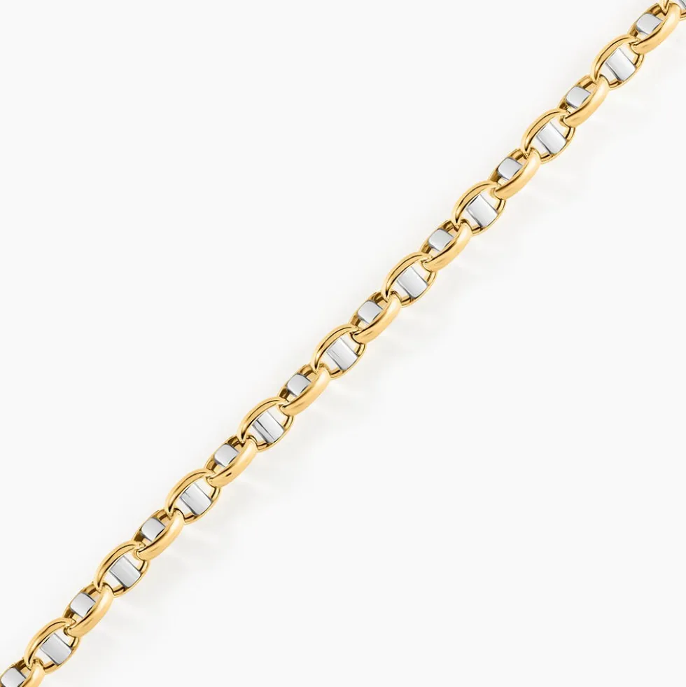 Bracelet Carlo Or Bicolore Maille Marine Ronde
