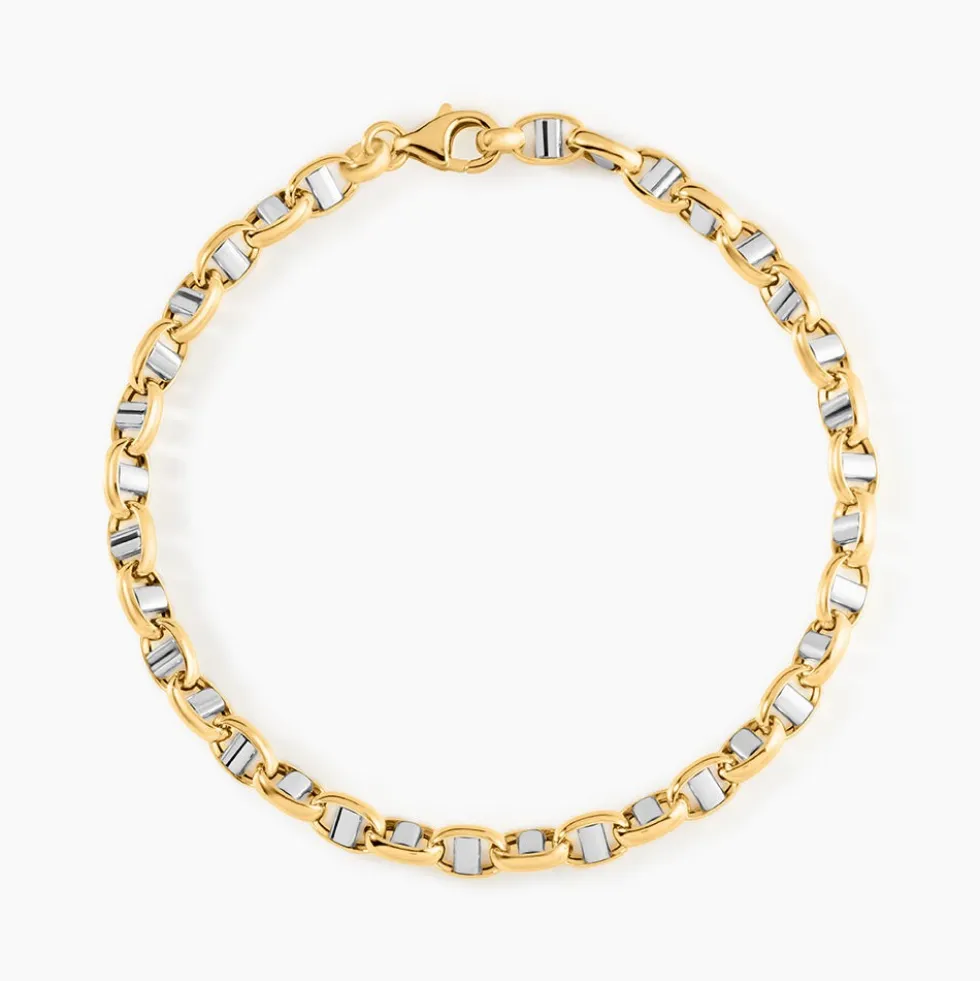 Bracelet Carlo Or Bicolore Maille Marine Ronde