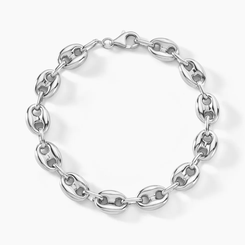 Bracelet Carrus Maille Grain De Cafe Argent Blanc