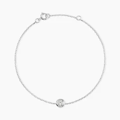 Bracelet Columbine Or Blanc Oxyde De Zirconium Blanc
