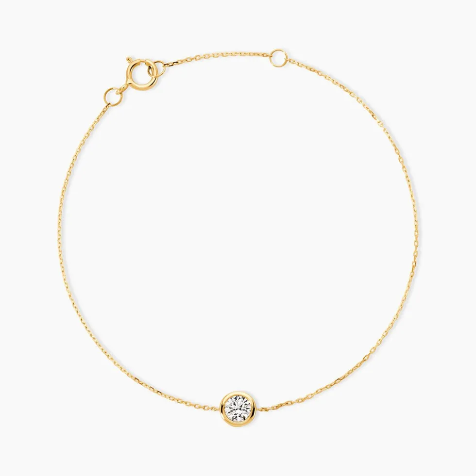 Bracelet Columbine Or Jaune Oxyde De Zirconium Blanc