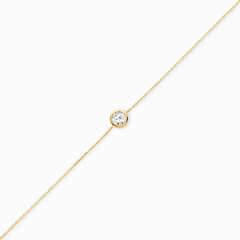 Bracelet Columbine Or Jaune Oxyde De Zirconium Blanc