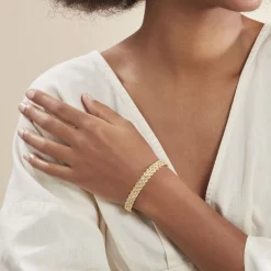 Bracelet Cordelia Maille Corde 3 Rangs Or Jaune