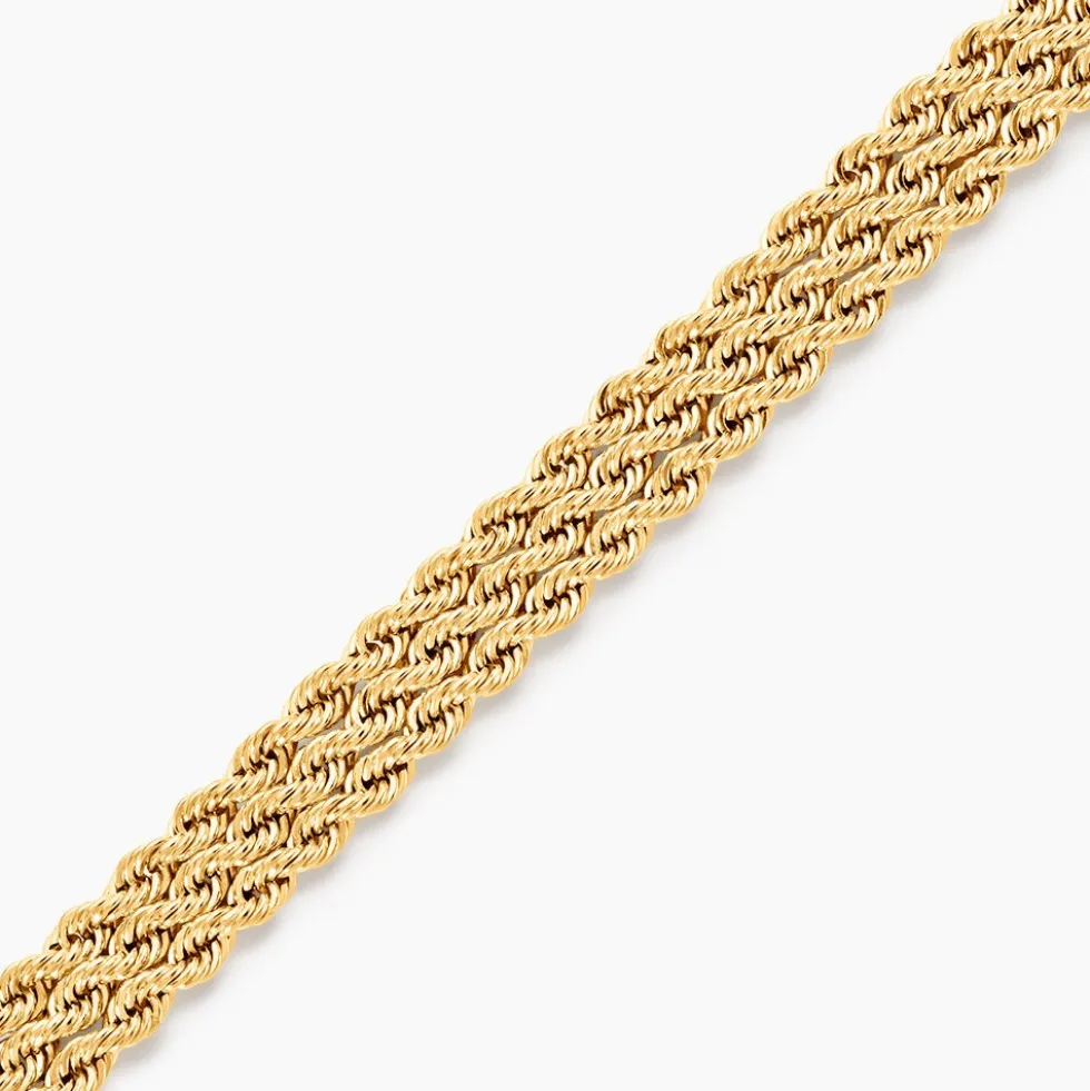 Bracelet Cordelia Maille Corde 3 Rangs Or Jaune