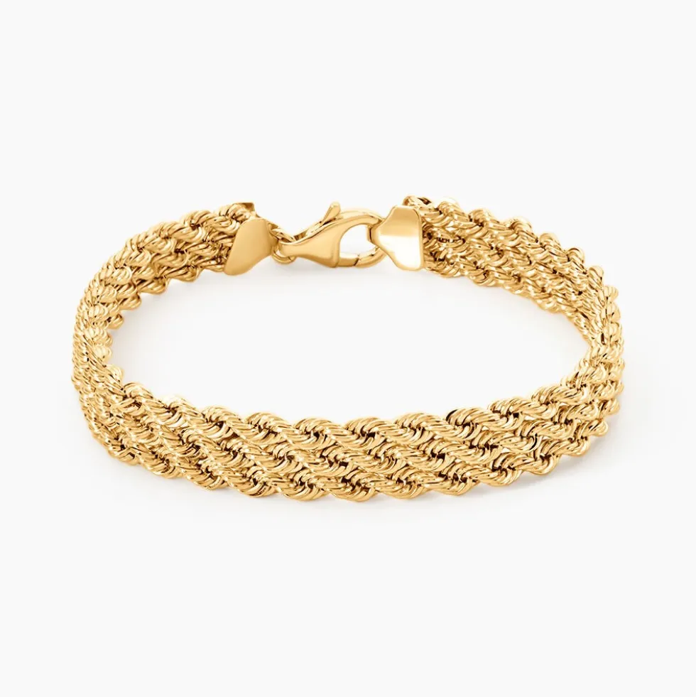 Bracelet Cordelia Maille Corde 3 Rangs Or Jaune