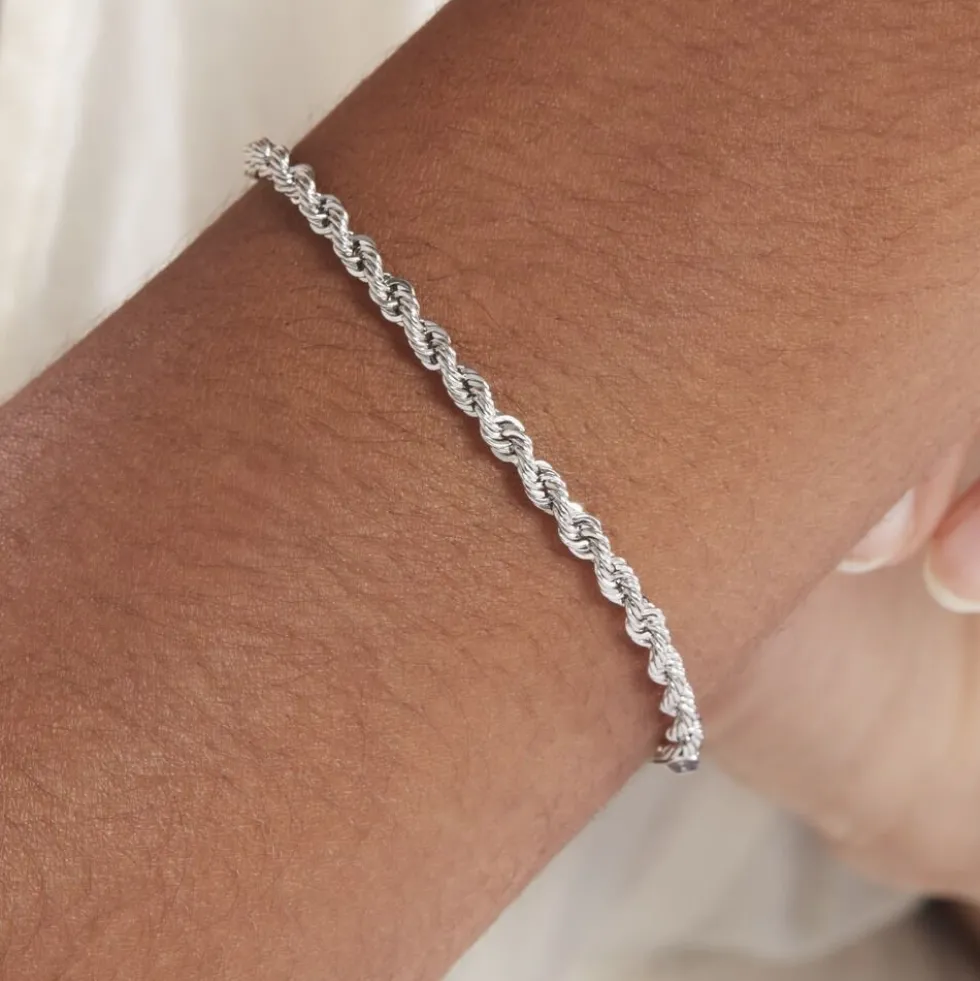 Bracelet Cordelia Maille Corde Or Blanc