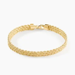 Bracelet Cordelia Maille Corde 3 Rangs Or Jaune