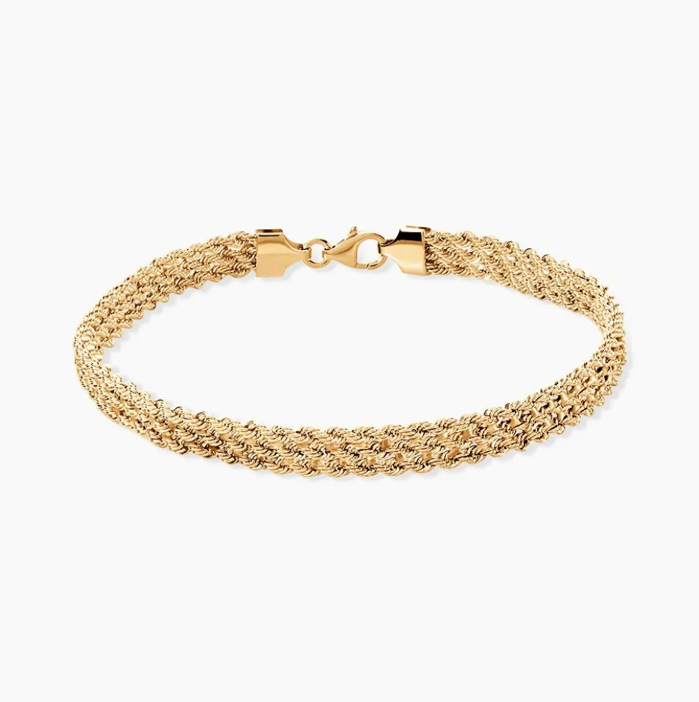 Bracelet Cordelia Maille Corde 3 Rangs Or Jaune