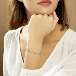 Bracelet Cordelia Maille Corde Or Blanc