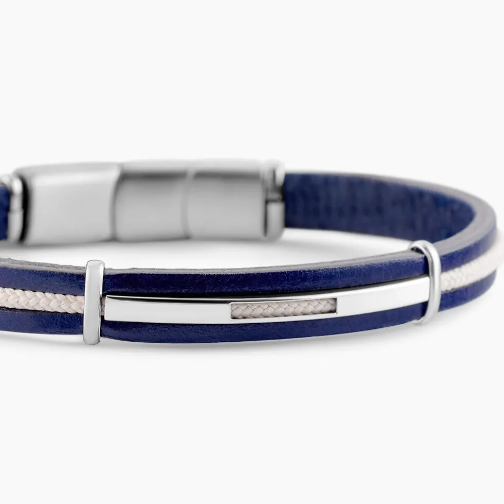 Bracelet Cuir De Vache Bleu