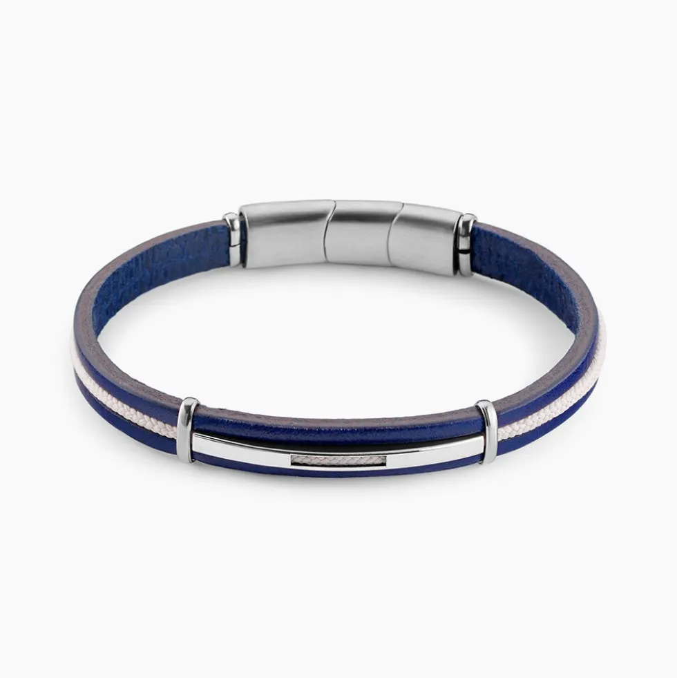 Bracelet Cuir De Vache Bleu