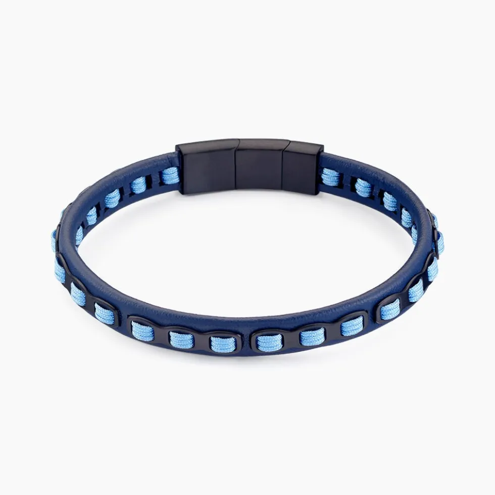 Bracelet Cuir De Vache Bleu