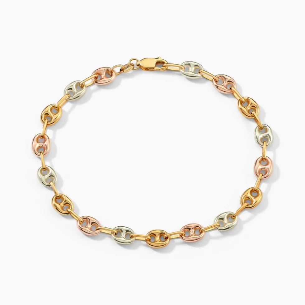 Bracelet Dami Maille Grain De Café Or Tricolore