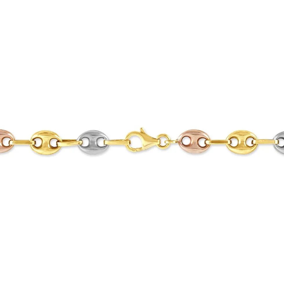 Bracelet Dami Maille Grain De Café Or Tricolore