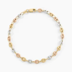 Bracelet Dami Maille Grain De Café Or Tricolore