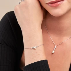 Bracelet Dua Argent Blanc Perle De Culture Oxyde De Zirconium