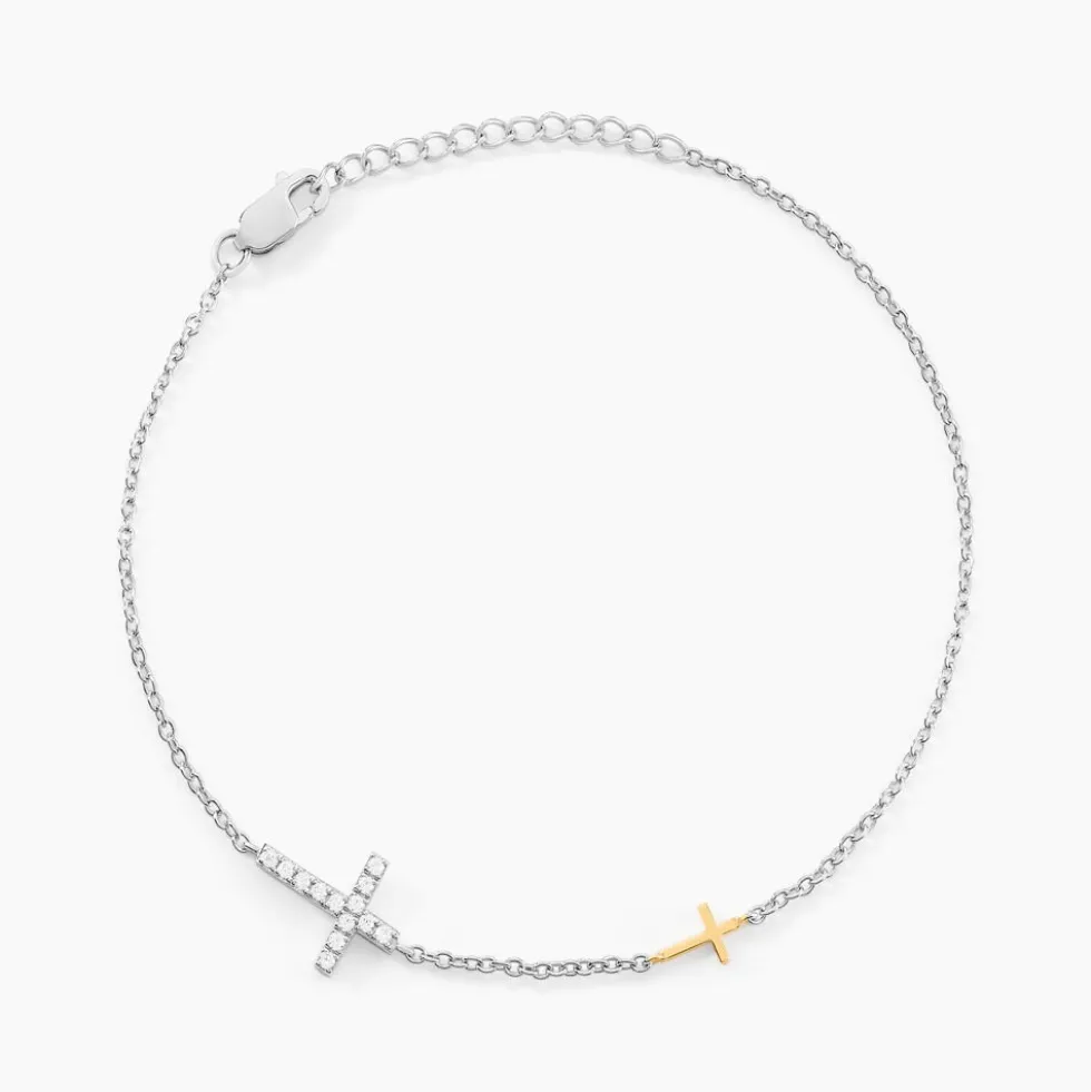Bracelet Edline Or Jaune Argent Blanc Oxyde De Zirconium