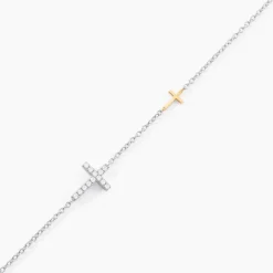 Bracelet Edline Or Jaune Argent Blanc Oxyde De Zirconium