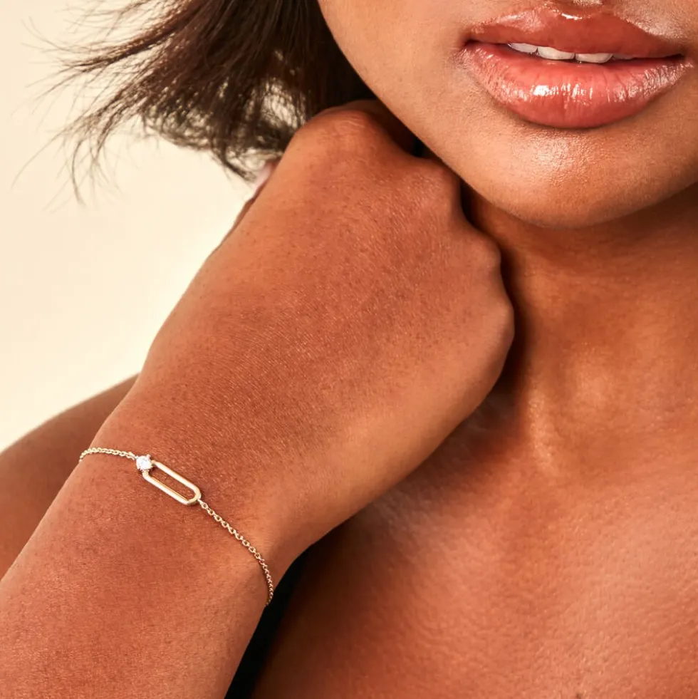 Bracelet Ellin Plaque Or Jaune Oxyde De Zirconium