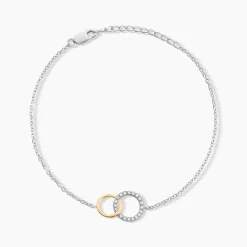Bracelet Fei Or Jaune Argent Blanc Oxyde De Zirconium