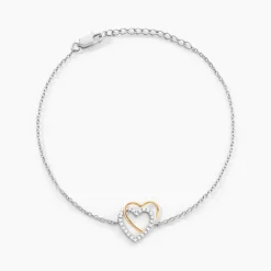 Bracelet Gine Or Jaune Argent Blanc Oxyde De Zirconium
