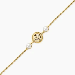 Bracelet Guess Tiny Pearly Acier Jaune Oxyde De Zirconium Perle D'Imitation
