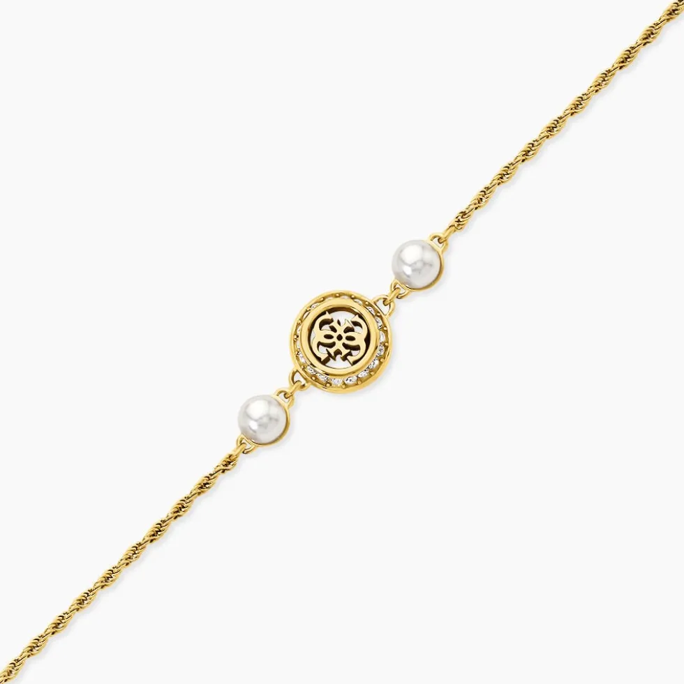 Bracelet Guess Tiny Pearly Acier Jaune Oxyde De Zirconium Perle D'Imitation