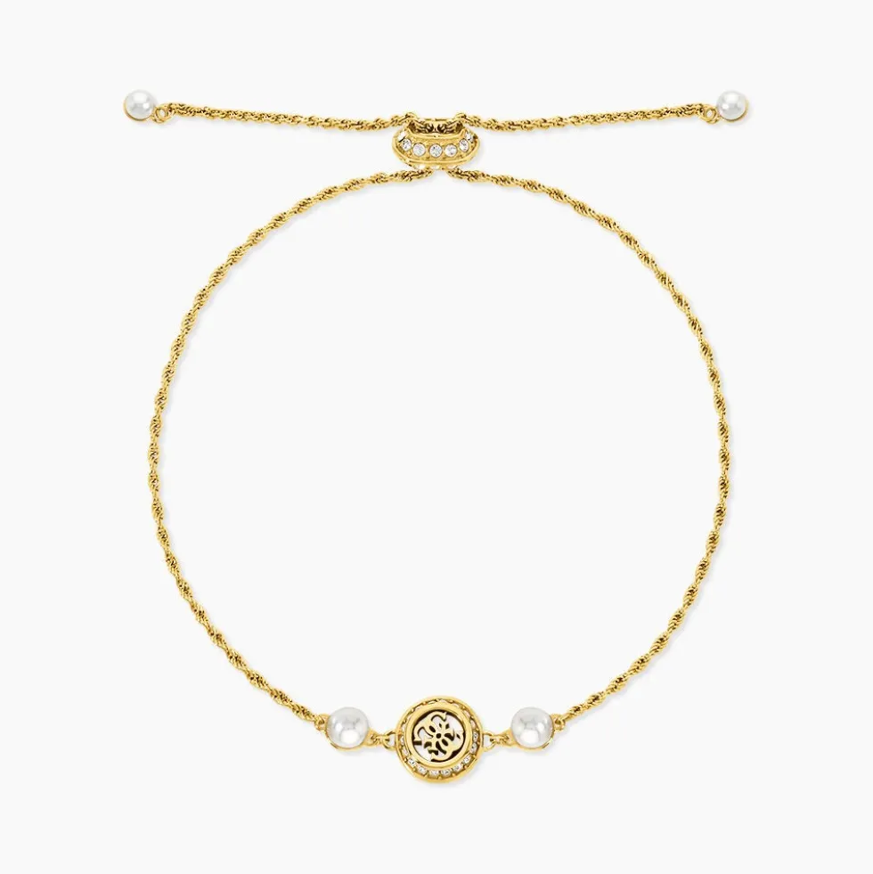 Bracelet Guess Tiny Pearly Acier Jaune Oxyde De Zirconium Perle D'Imitation