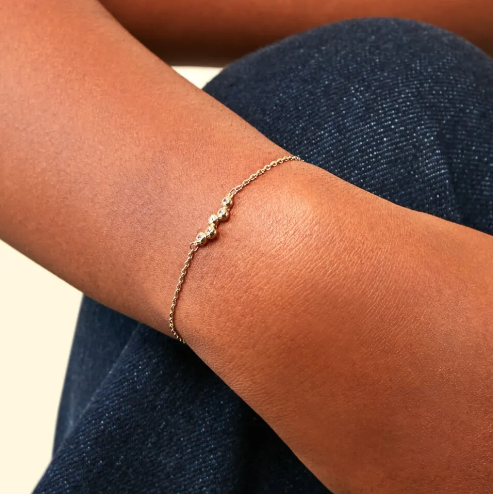 Bracelet Halo Plaqué Or Jaune Oxyde De Zirconium