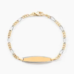 Bracelet Identité Bartolomee Maille Alternee 1/3 Or Bicolore
