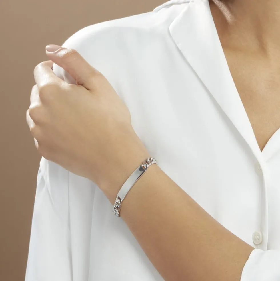 Bracelet Identité Casper Argent Blanc