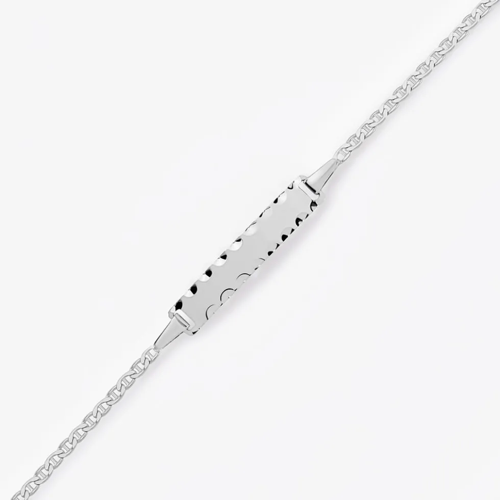 Bracelet Identité Esta Maille Forçat Or Blanc