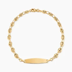 Bracelet Identité Evin Maille Grain De Cafe Or Jaune