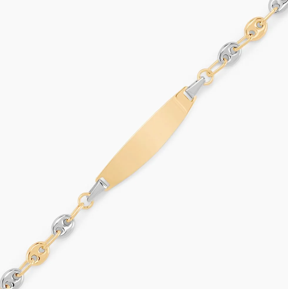 Bracelet Identité Evin Maille Grain De Cafe Or Bicolore